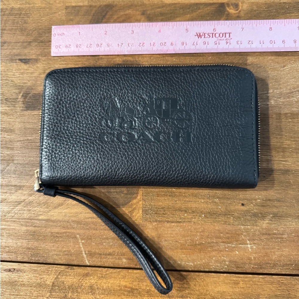 Coach Black Pebbled Leather Wristlet Wallet